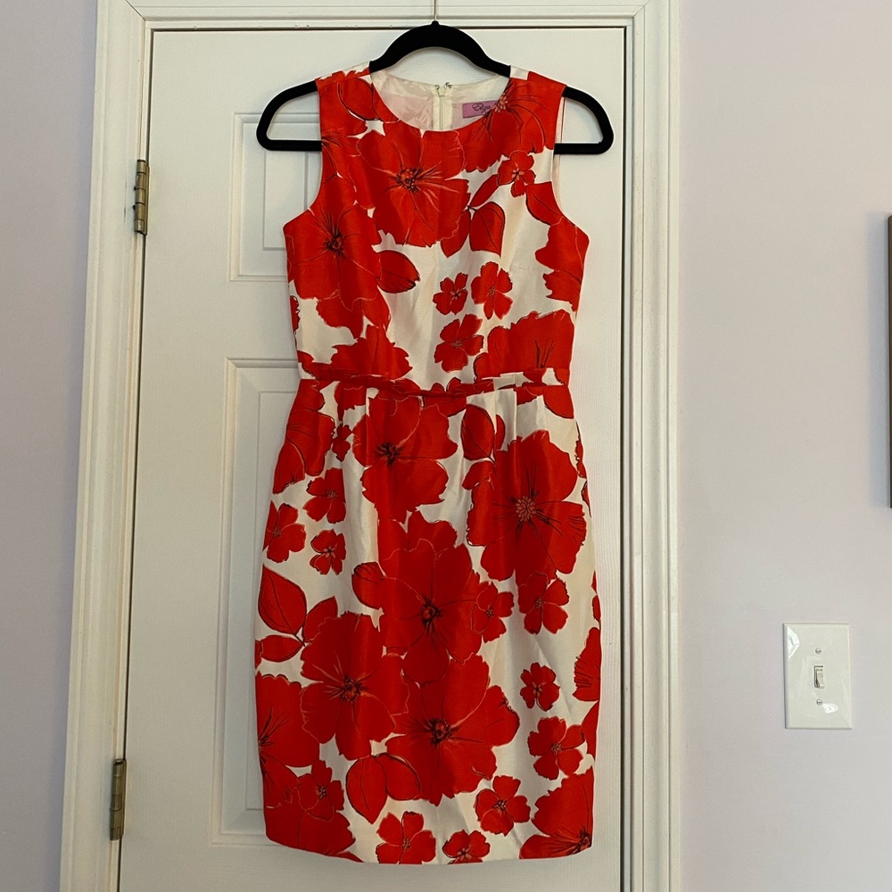 Eliza J Red and White Floral Dress 4